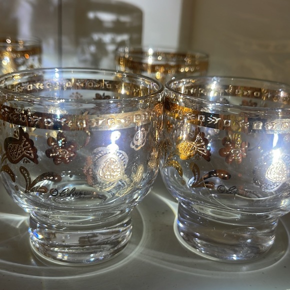 Culver Sallye 22K Gold MCM Cocktail Pitcher & 6 Glasses Barware Set - Picture 5 of 6